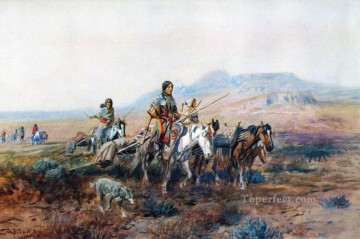  Sendero Arte - cuando el camino era largo entre los campamentos 1901 Charles Marion Russell Indios americanos
